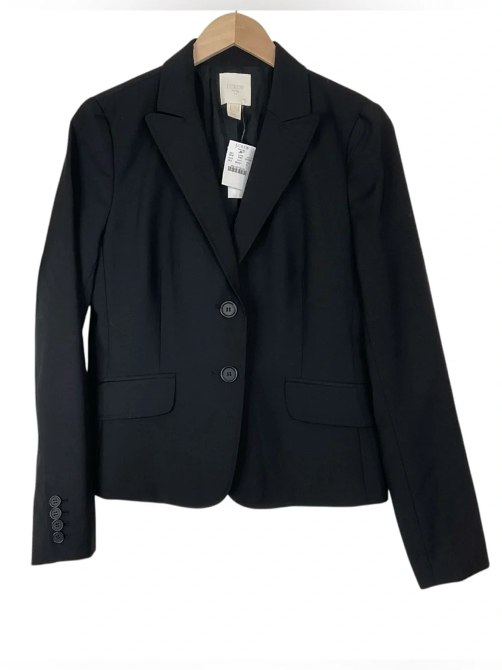 J. Crew Factory Black Wool Blazer Notch Collar Size 8 FLAW